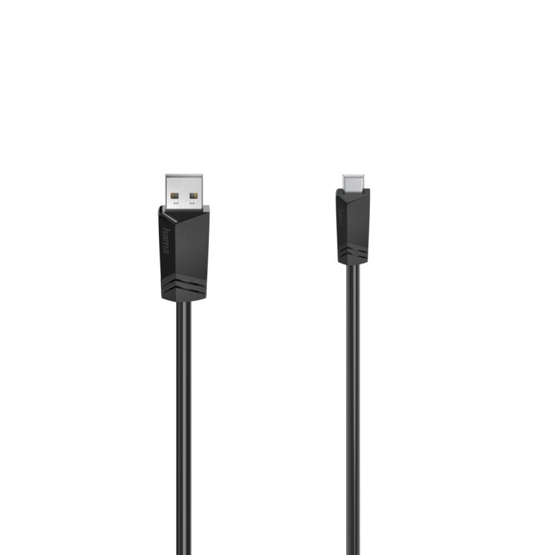 Hama Mini USB Cable, USB-A Male to USB Mini B Male, USB 2.0, 1.5 Metre, Black