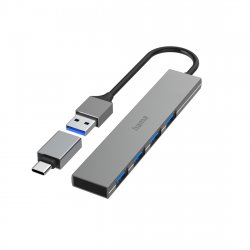 Hama 00200141 hub & concentrateur USB 3.2 Gen 1 (3.1 Gen 1) Type-A 5000 Mbit/s Gris