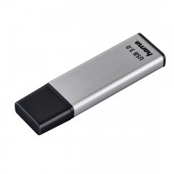 Hama Classic 256GB USB 3.0 Memory Pen, Aluminium, Cap, Keyring, 90MB/s, Black/Silver