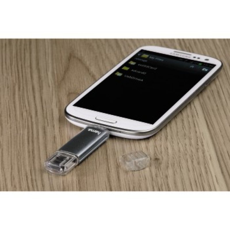 Hama Laeta Twin 16GB USB 2.0/Micro USB Memory Pen, OTG, Aluminium Casing, Grey