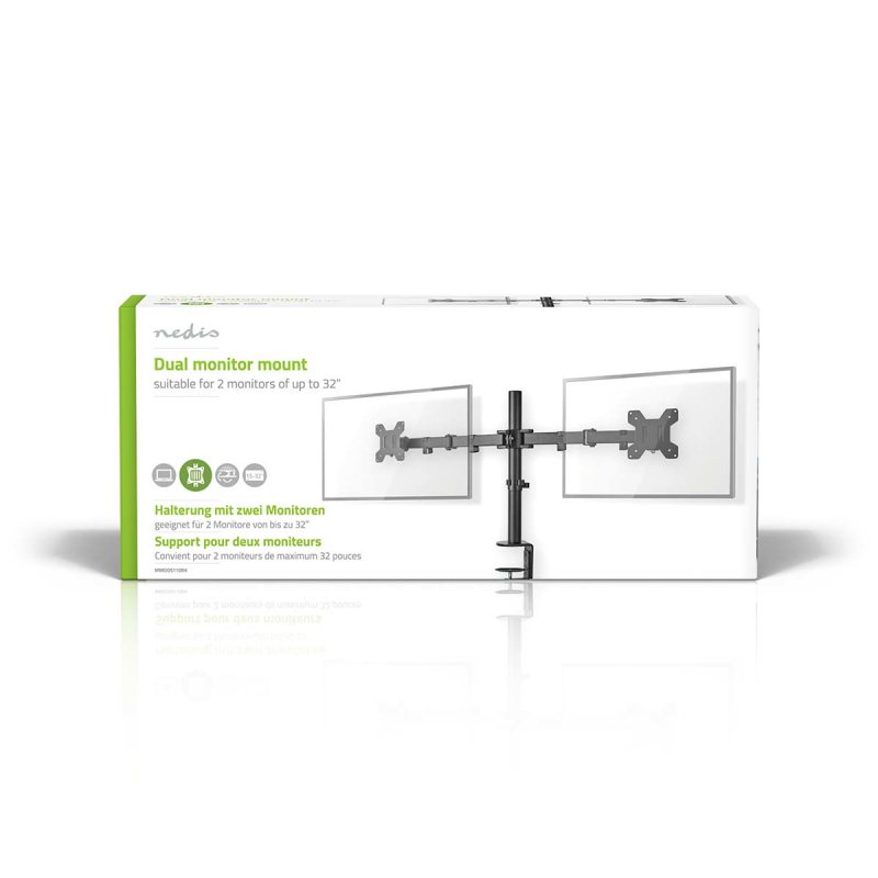 Nedis Schreibtisch Monitorhalterung - 2 Bildschirme 15 - 32 " | 75x75 / 100x100 | Vollbeweglich