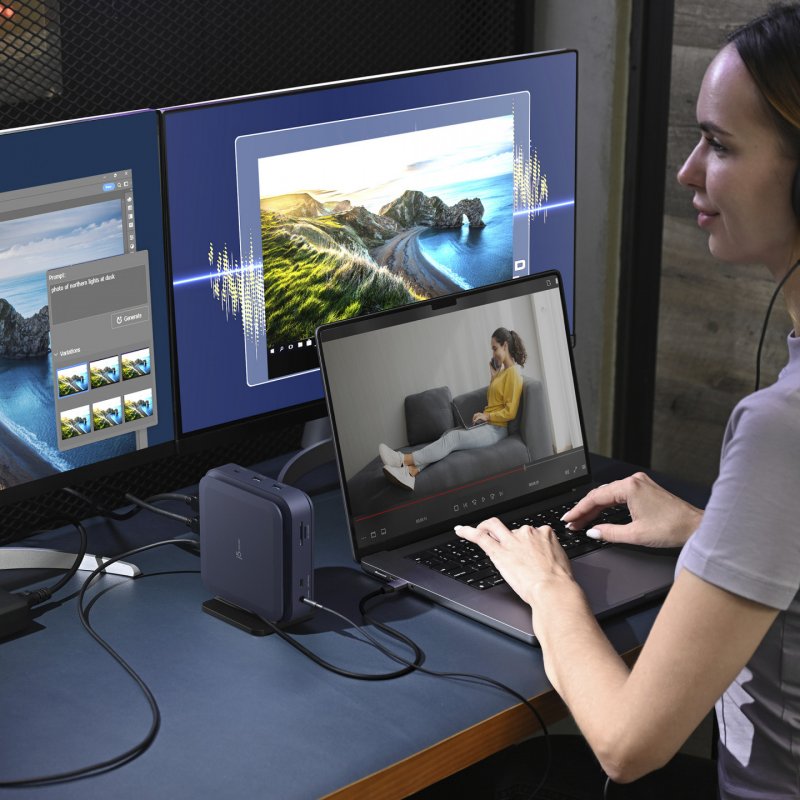 j5create JCD3196-N, Kabelgebunden, USB 3.2 Gen 2 (3.1 Gen 2) Type-C, 140 W, 1000 Mbit/s, Blau, Dark Blue