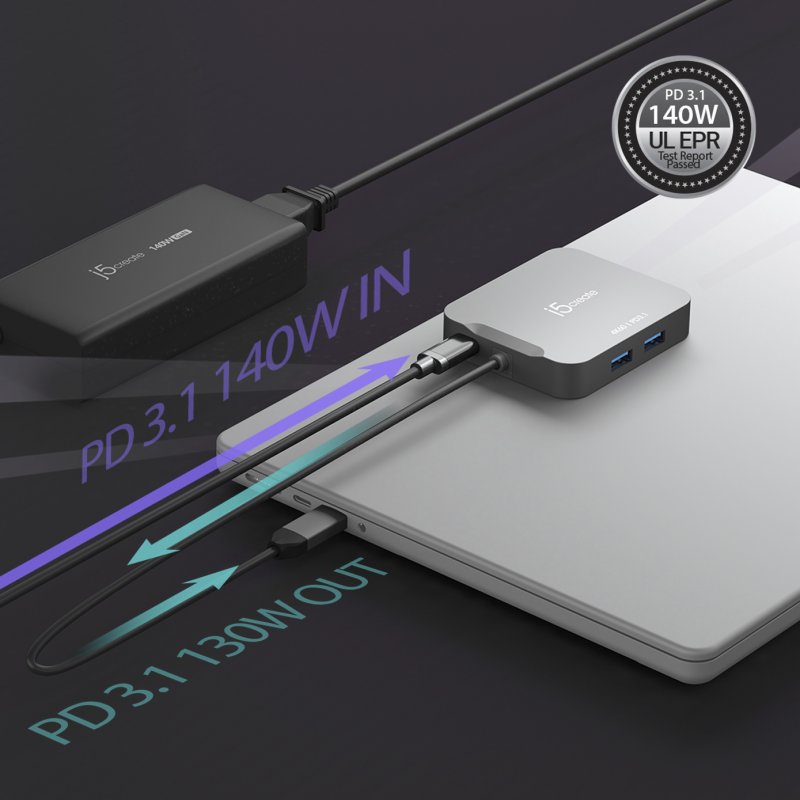 j5create JCD3191-N station d'accueil Avec fil USB 3.2 Gen 2 (3.1 Gen 2) Type-C Gris