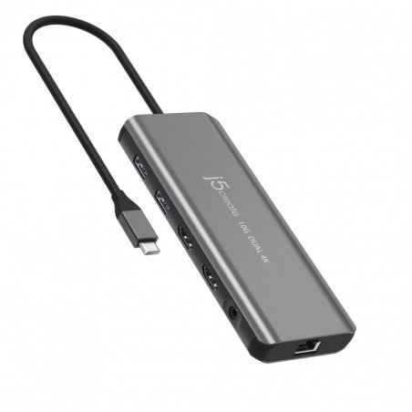 j5create JCD398-N station d'accueil Avec fil USB 3.2 Gen 2 (3.1 Gen 2) Type-C Gris