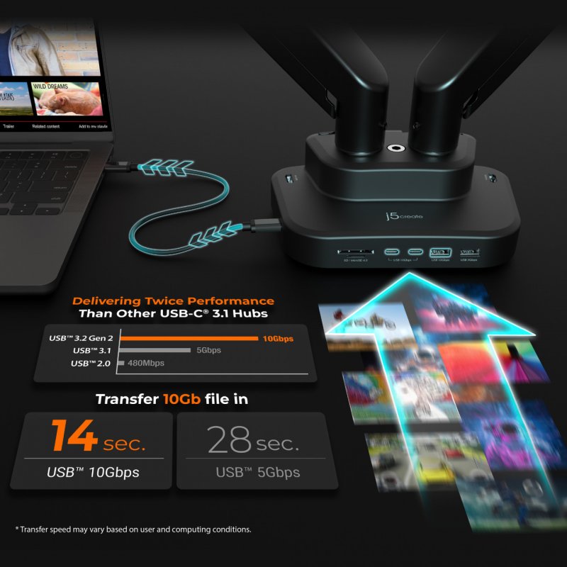 j5create JTSA302-N support d'écran plat pour bureau 81,3 cm (32") Noir