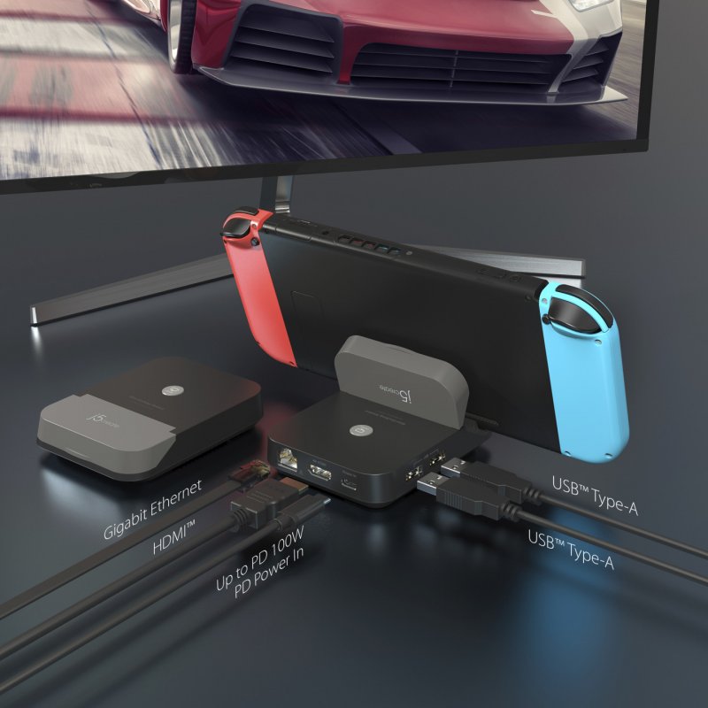 j5create JCD620-N Mini Docking Station für Nintendo Switch™ Schwarz Tisch/Bank