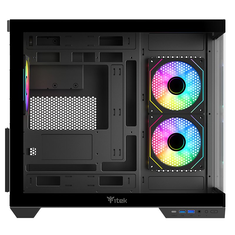 Boitier Moyen Tour ATX iTek Dark Cave DS RGB avec panneaux vitrés (Noir)