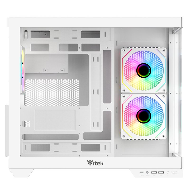 Boitier Moyen Tour ATX iTek Dark Cave DS RGB avec panneaux vitrés (Blanc)