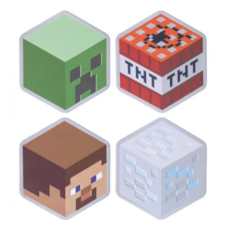 MINECRAFT - Set de 4 Sous-Verre en Métal