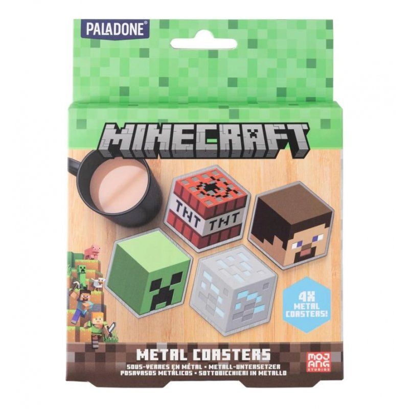 MINECRAFT - Set de 4 Sous-Verre en Métal