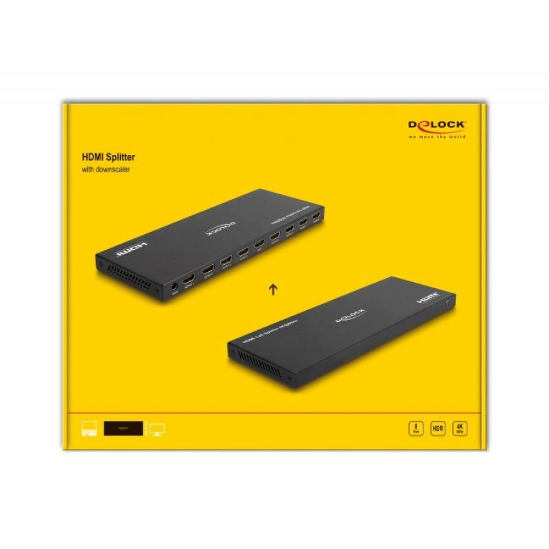 DeLOCK HDMI Splitter 1 x HDMI in to 8 x HDMI out 4K 60 Hz with downscaler
