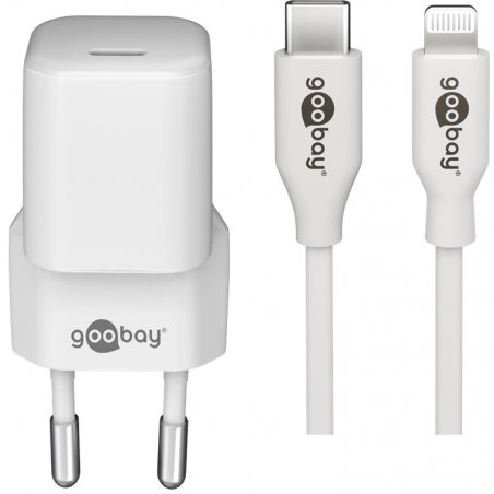Apple Lightning / USB-C PD-Ladeset 30 Watt (weiß, 1 Meter Kabel, PD)
