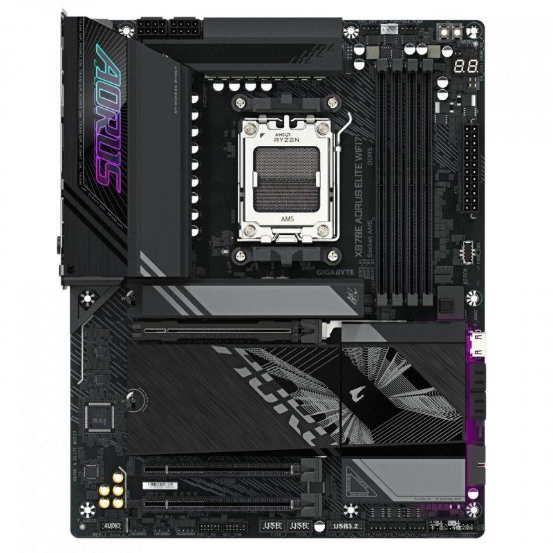 GIGABYTE X870E A ELITE WIFI7 Motherboard - Supports AMD Ryzen 9000 CPUs, 16 2 2 Phases Digital VRM, up to 8000Hz DDR5