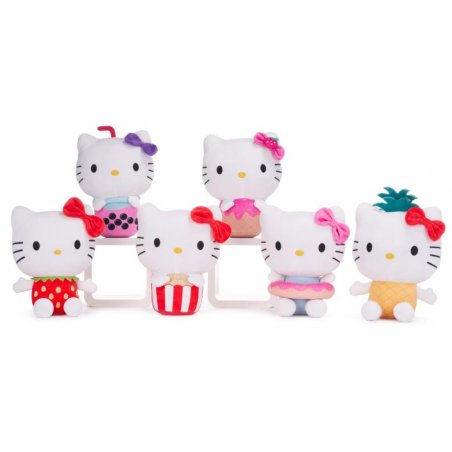 HELLO KITTY - Treats - Assortiment de 12 Peluches - 6 Modèles - 25cm