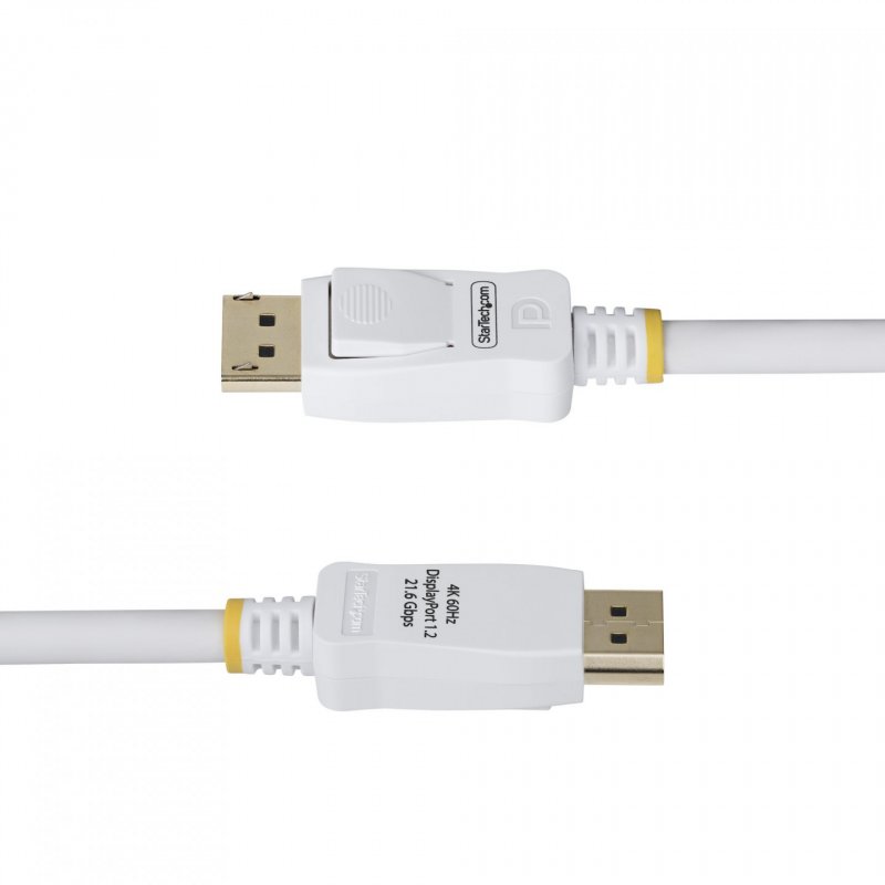 StarTech.com Câble DisplayPort 1.2 de 1,8m Blanc Certifié VESA, 4K 60Hz, 21.6Gbps, Connecteurs DP Verrouillables,