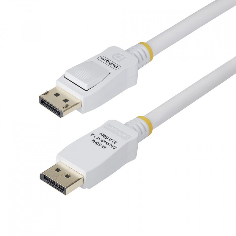 StarTech.com 6ft (1.8m) White VESA Certified DisplayPort 1.2 Cable, 4K 60Hz, 21.6Gbps, Latching DP Connectors, DP 1.2