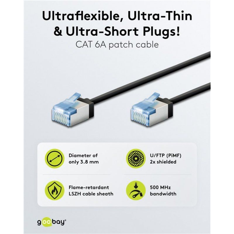 Goobay 74323 networking cable Black 10 m Cat6a U/FTP (STP)