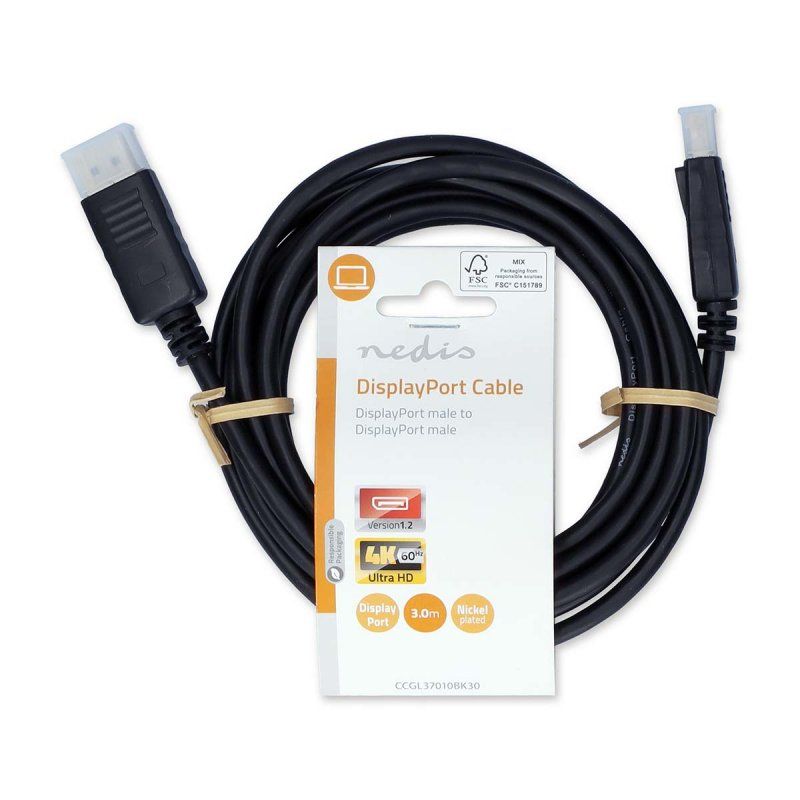 Nedis CCGL37010BK30 DisplayPort cable 3 m Black