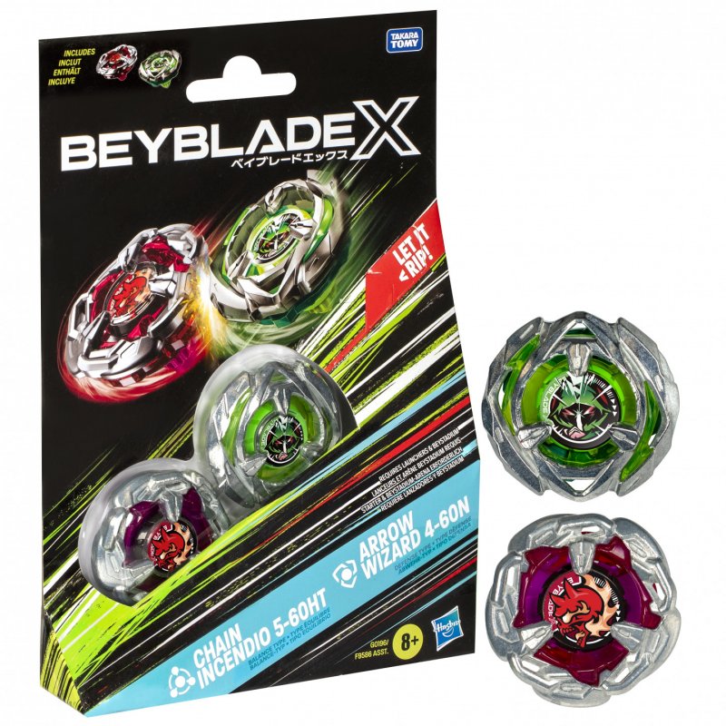 Beyblade X Chain Incendio 5-60HT & Arrow Wizard 4-60N Battling spinning top