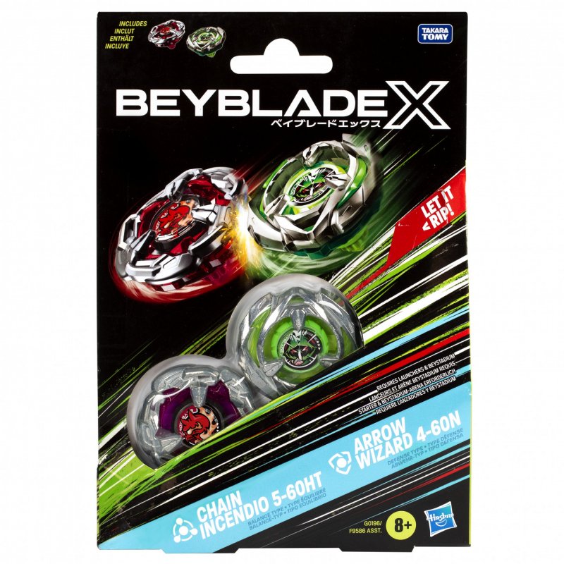 Beyblade X Chain Incendio 5-60HT & Arrow Wizard 4-60N Battling spinning top