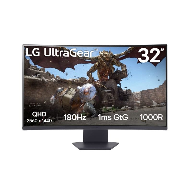 UltraGear 32GS60QX-B (80 cm (31.5 Zoll), schwarz, WQHD, VA, Curved, AMD Free-Sync, 180Hz Panel)