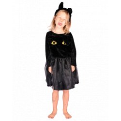 Den Goda Fen - Black Cat dress w. Head Piece (98-104 cm) (F77010)