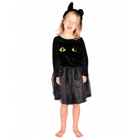 Den Goda Fen - Black Cat dress w. Head Piece (98-104 cm) (F77010)