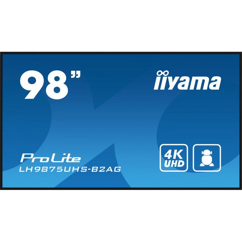 iiyama LH9875UHS-B2AG affichage de messages Écran plat de signalisation numérique 2,48 m (97.5") LED Wifi 500 cd/m²