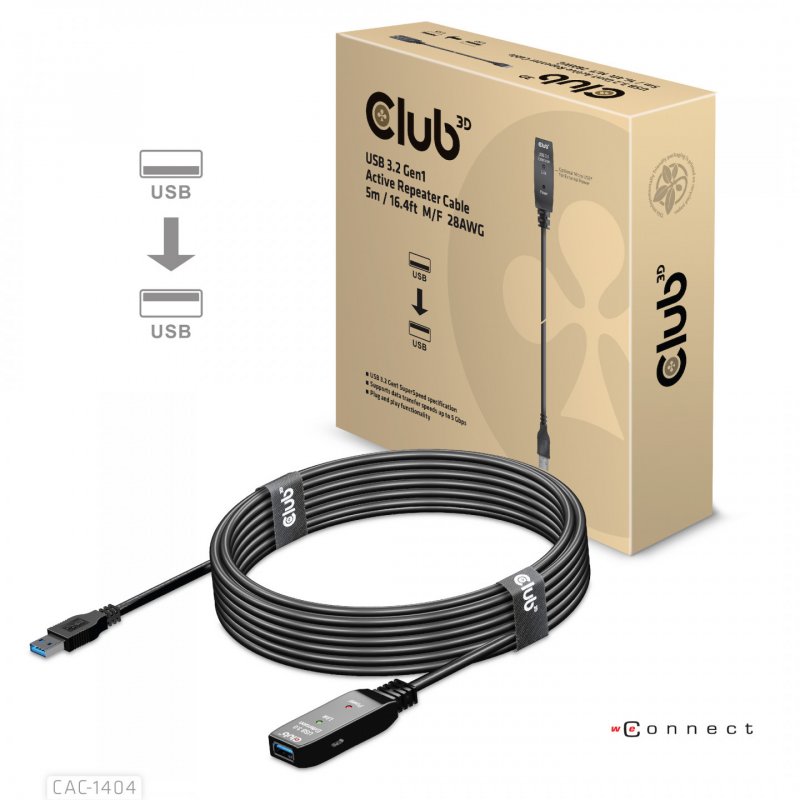 Club 3D USB-A 3.2 Gen.1 Verlängerung, USB-A auf USB-A, schwarz - 5m