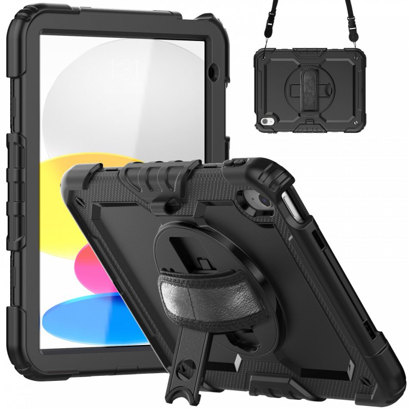 Deqster 360° Tablethülle Rugged Case für iPad 10.9" (10. Gen.) Inklusive Displayschutz und Schultergurt