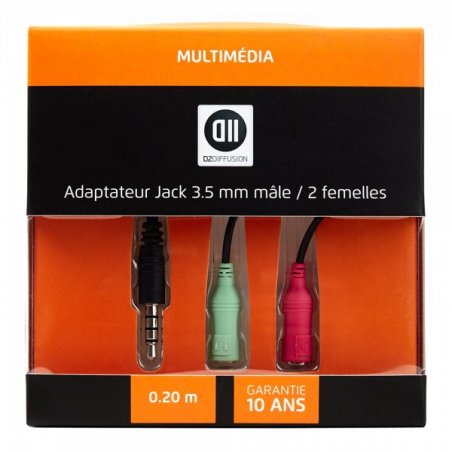 D2 Diffusion D2ADPJKM2JKF020 câble audio 0,2 m 3,5mm 2 x 3.5mm Noir