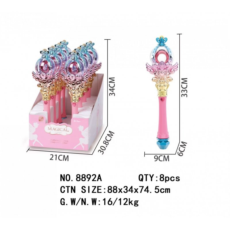 Sea&Sun - Flashing Magic Stick w. Light & Music 8pcs Display (8892A)