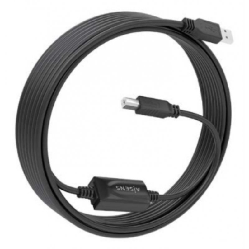 CABLE USB 2.0 AISENS CON AMPLIFICADOR TIPO A/M-B/M, NEGRO, 10M
