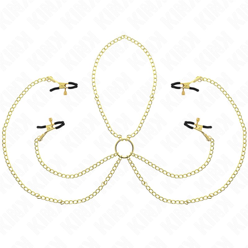 KINK - 4 NIPPLE AND CLIT CLAMPS ADJUSTABLE GOLD