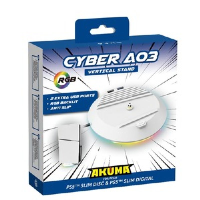 SOCLE VERTICAL CYBER A03 RGB POUR PLAYSTATION 5 SLIM BLANC