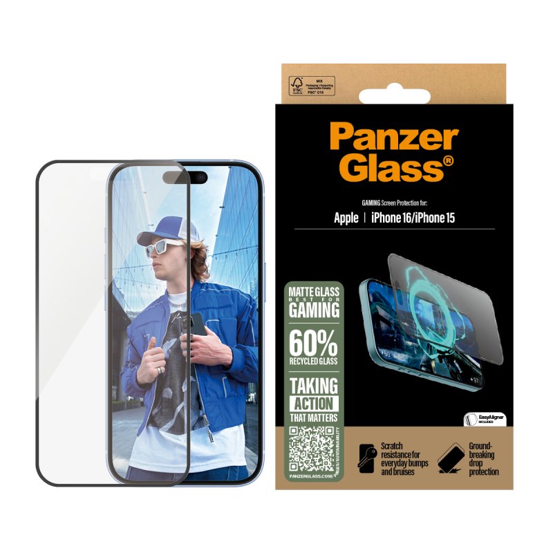 PanzerGlass - Gaming Screen Protection - iPhone 16 - Ultra Wide Fit