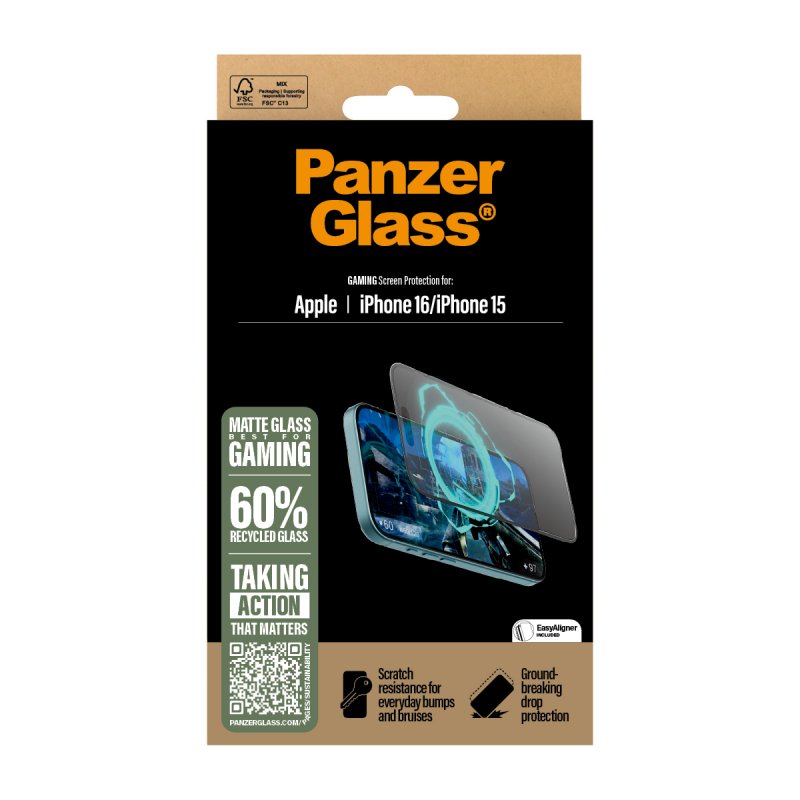 PanzerGlass Gaming Screen Protector iPhone 16 | 15 | Ultra-Wide Fit