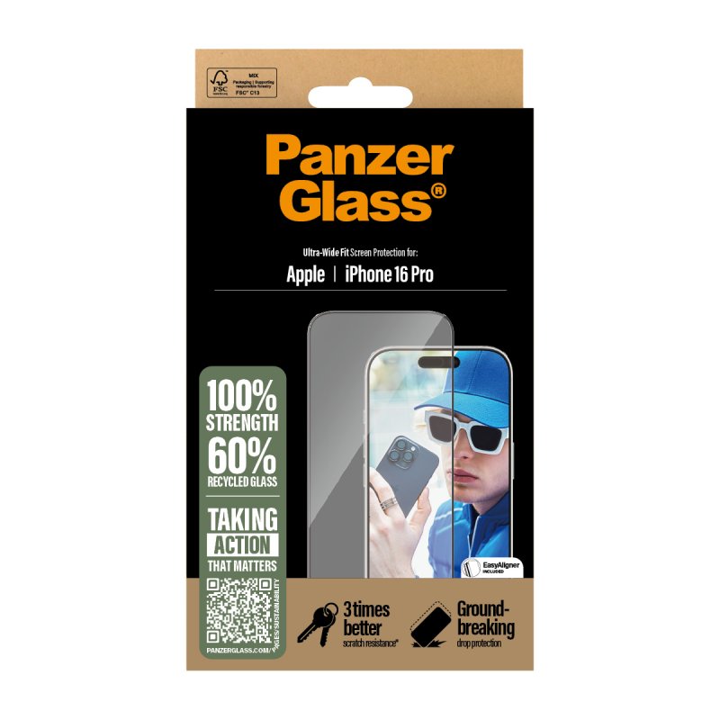 PanzerGlass - Screen Protection - iPhone 16 Pro - Ultra Wide Fit