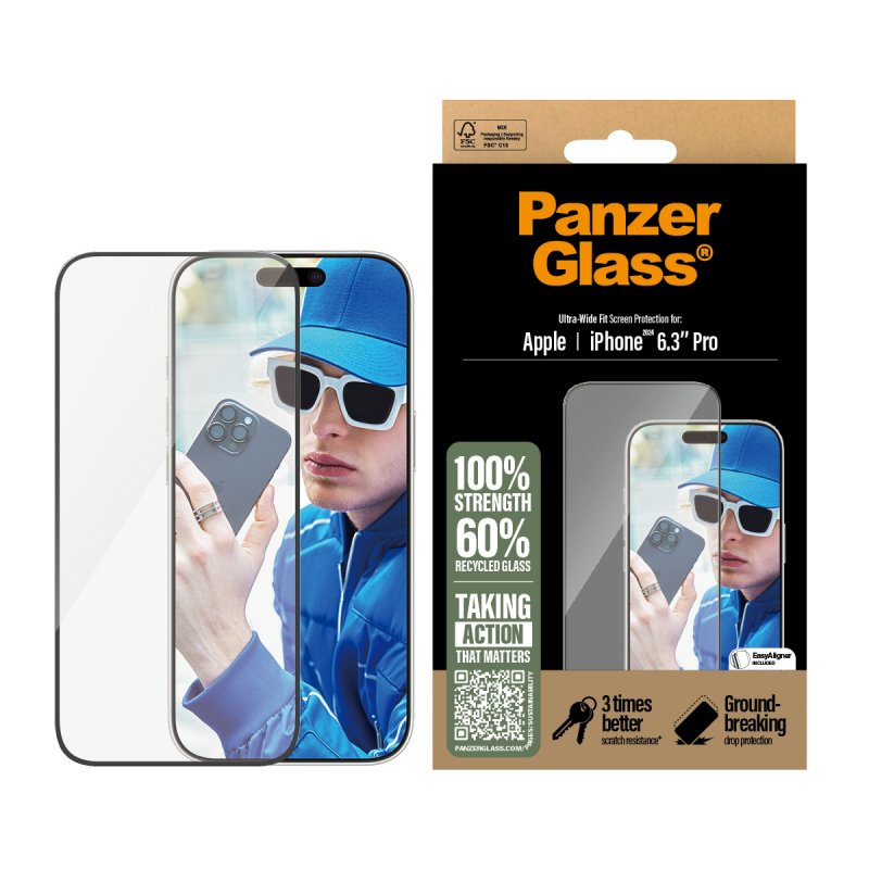 PanzerGlass - Screen Protection - iPhone 16 Pro - Ultra Wide Fit