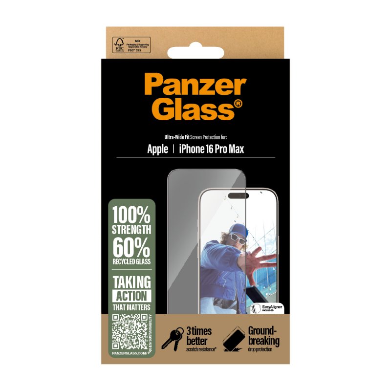 PanzerGlass - Screen Protection - iPhone 16 Pro Max - Ultra Wide Fit