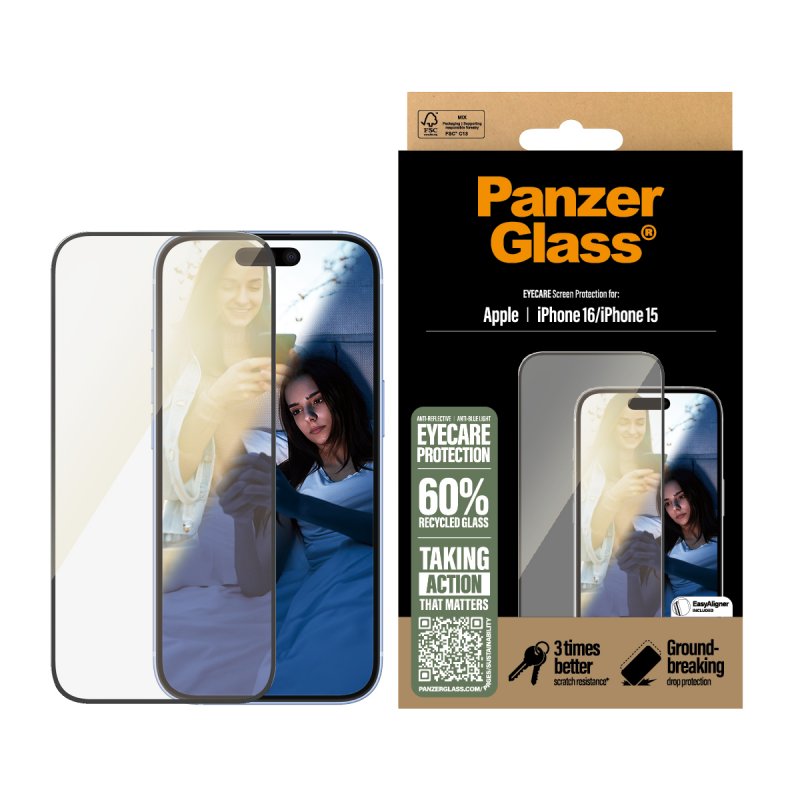 PanzerGlass - EyeCare Screen Protection - iPhone 16 - Ultra Wide Fit