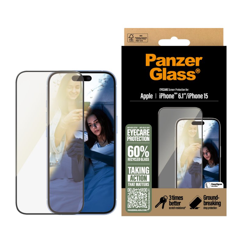 PanzerGlass EyeCare Screen Protector iPhone 16 | 15 | Ultra-Wide Fit