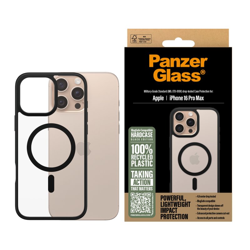 PanzerGlass HardCase Black w. Black MagSafe iPhone 16 Pro Max
