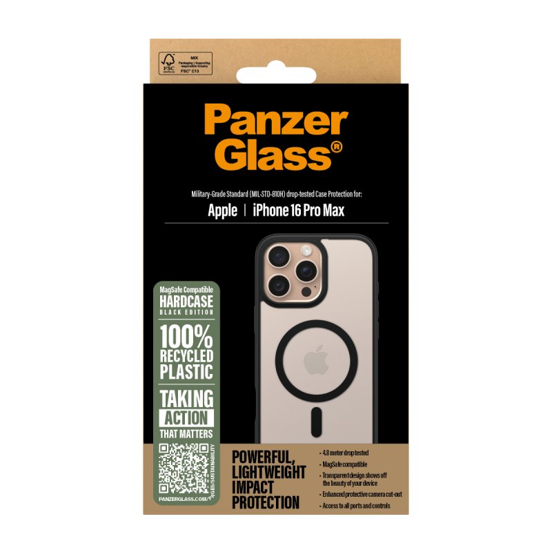 PanzerGlass HardCase Black w. Black MagSafe iPhone 16 Pro Max