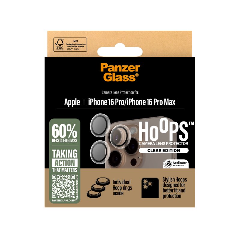 PanzerGlass Hoops™ Transparent Lens Protector iPhone 16 Pro | 16 Pro Max