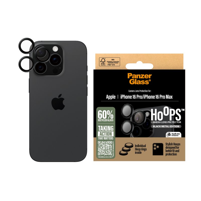 PanzerGlass Hoops™ Black Lens Protector iPhone 16 Pro | 16 Pro Max