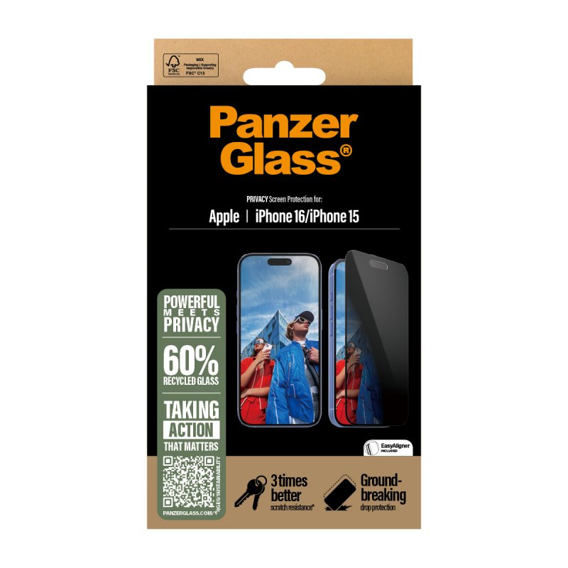PanzerGlass Privacy Screen Protector iPhone 16 | 15 | Ultra-Wide Fit