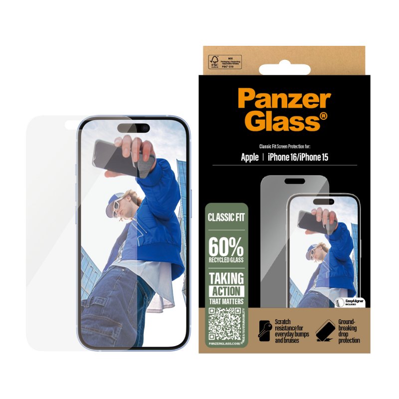 PanzerGlass Screen Protector iPhone 16 | Classic Fit