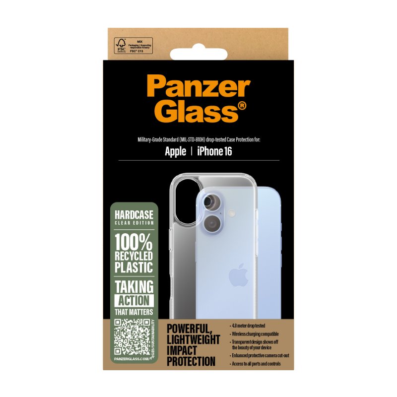 PanzerGlass PG HardCase TP iPhone 16 6.1Inch coque de protection pour téléphones portables Housse Transparent