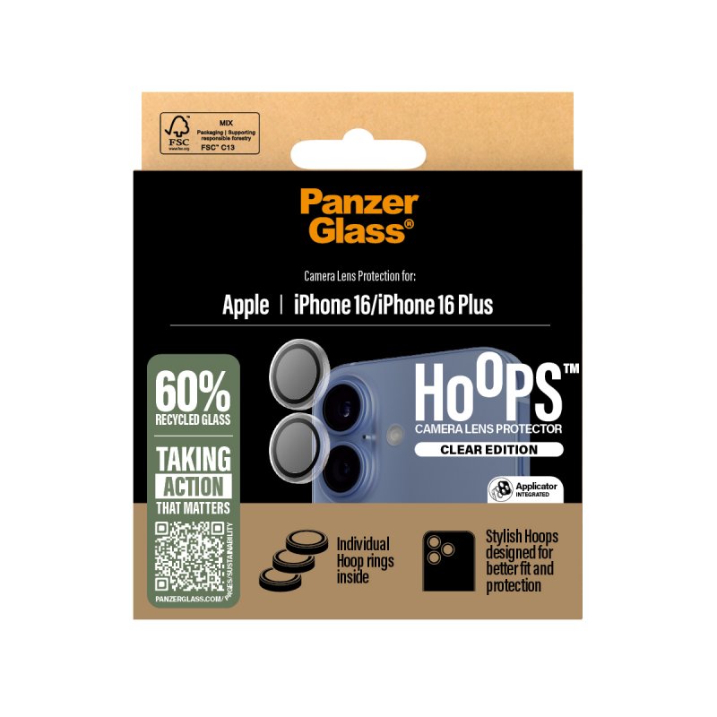 PanzerGlass Hoops™ Transparent Lens Protector iPhone 16 | 16 Plus